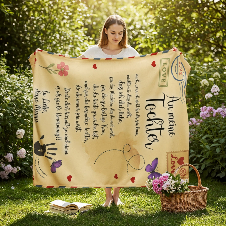 An meine Tochter - Kuscheldecke mit liebevoller Botschaft