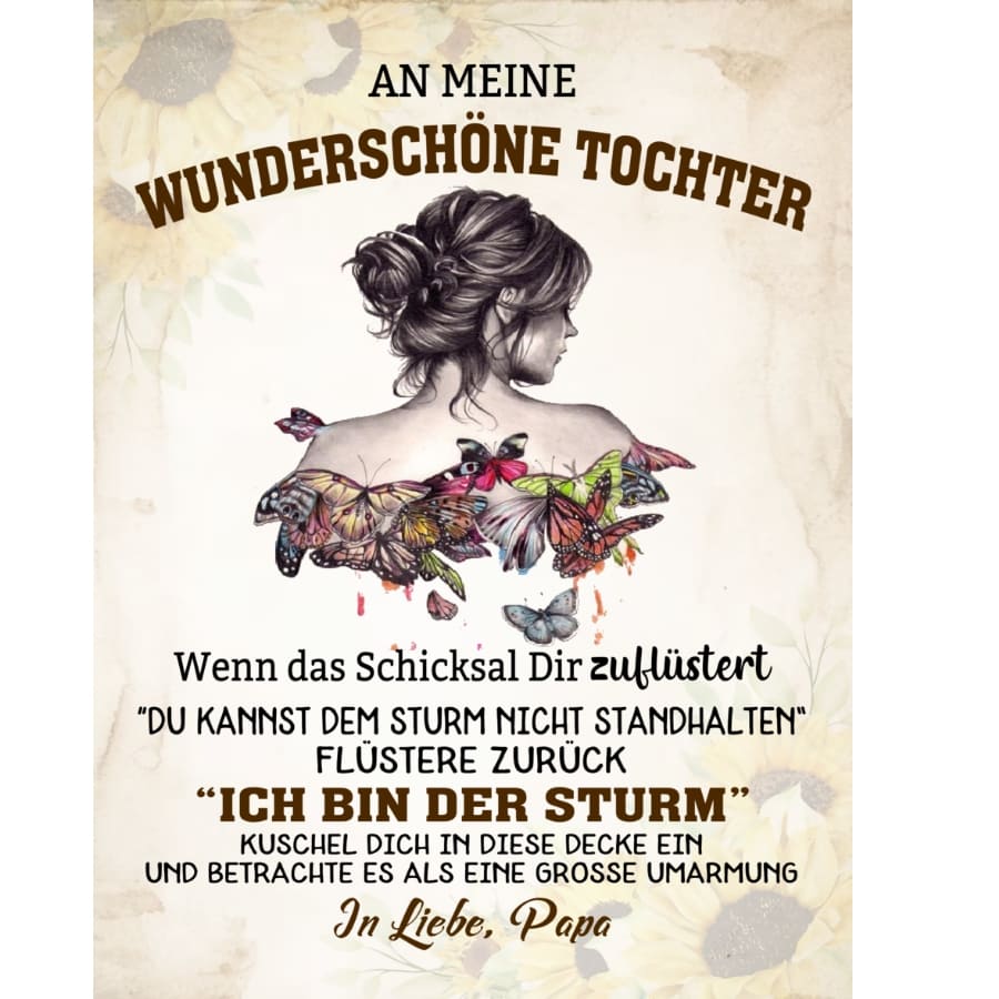 An meine wunderschöne Tochter - Kuscheldecke mit liebevoller Botschaft