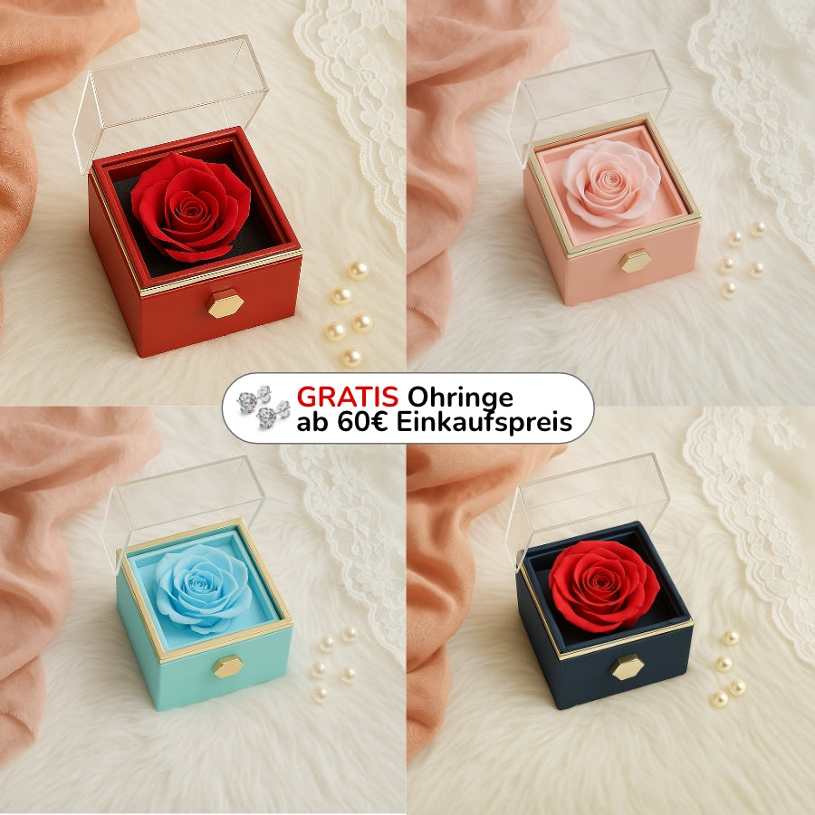 RosenHerz Gravur – Ewige Rose & Doppelherz-Gravurschmuck im Set