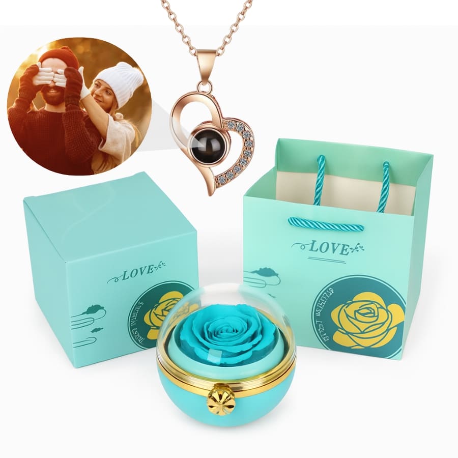 Foto Halskette mit deinem Lieblingsbild in ewiger Rosen-Drehkugel – Schwungherz