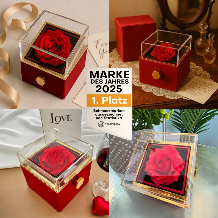 An meinen Schatz - LoveBox Deluxe – Ewige Rose mit Herzschmuck & Botschaft