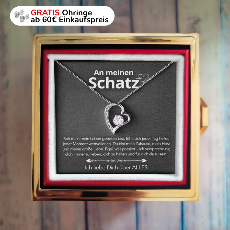 An meinen Schatz - LoveBox Deluxe – Ewige Rose mit Herzschmuck & Botschaft