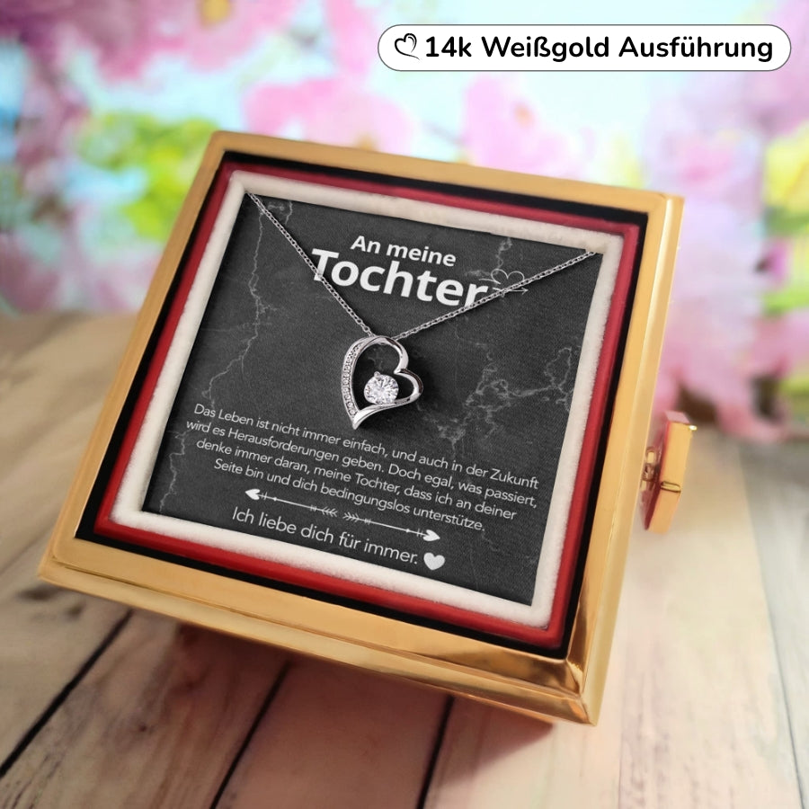 An meine Tochter - LoveBox Deluxe – Ewige Rose mit Herzschmuck & Botschaft
