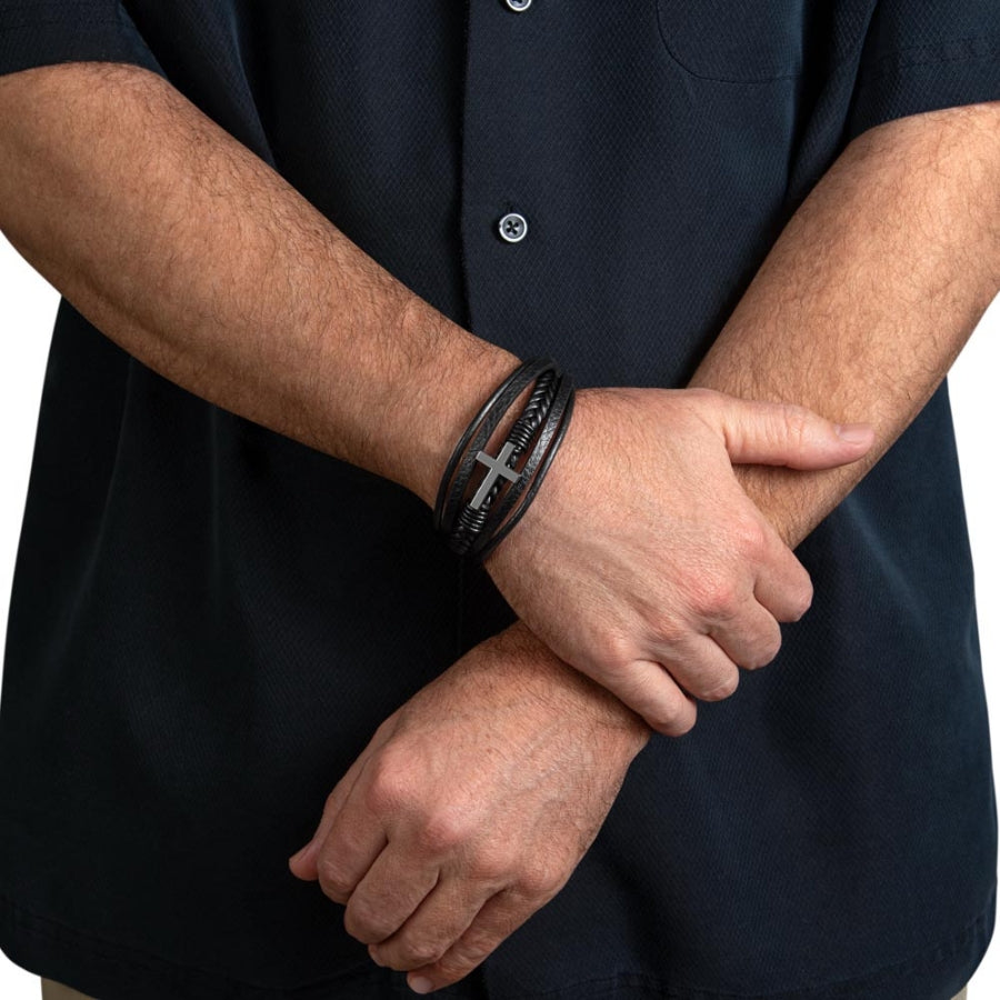 An meinen Papa - Herren Kreuz Armband mit Notiz