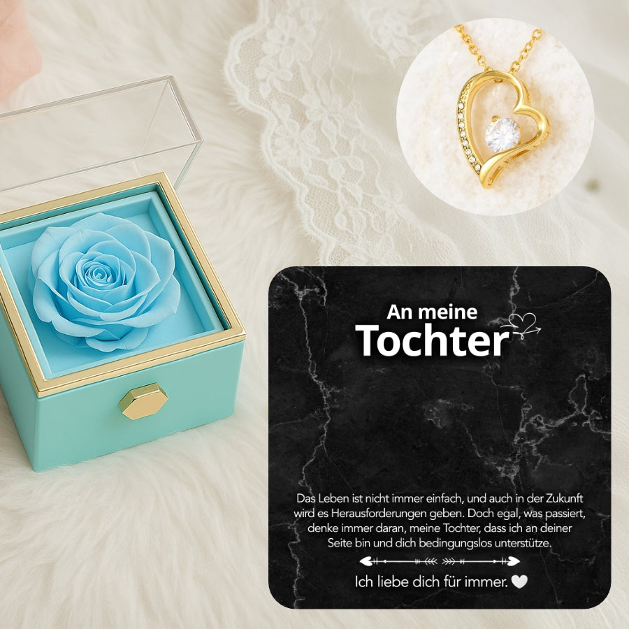 An meine Tochter - LoveBox Deluxe – Ewige Rose mit Herzschmuck & Botschaft