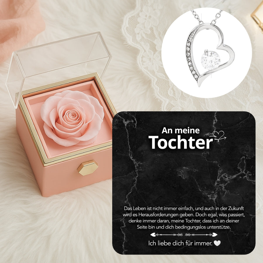 An meine Tochter - LoveBox Deluxe – Ewige Rose mit Herzschmuck & Botschaft