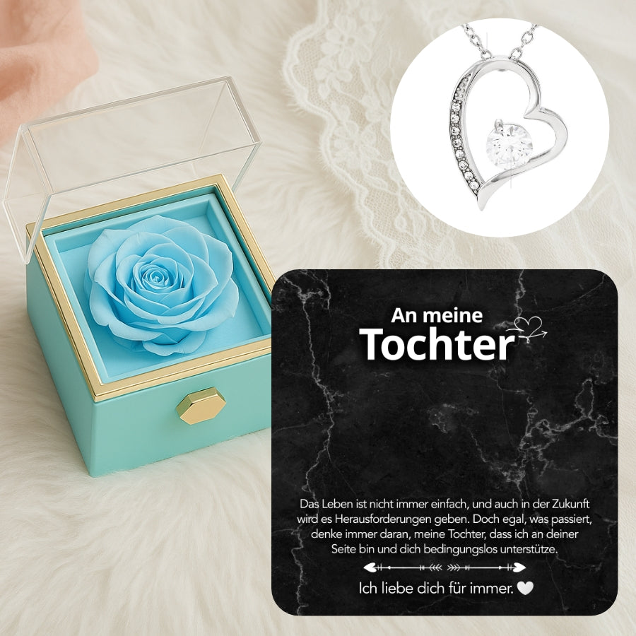 An meine Tochter - LoveBox Deluxe – Ewige Rose mit Herzschmuck & Botschaft