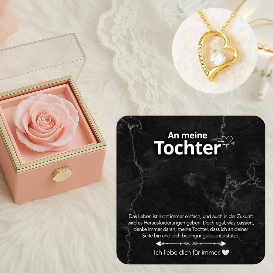 An meine Tochter - LoveBox Deluxe – Ewige Rose mit Herzschmuck & Botschaft
