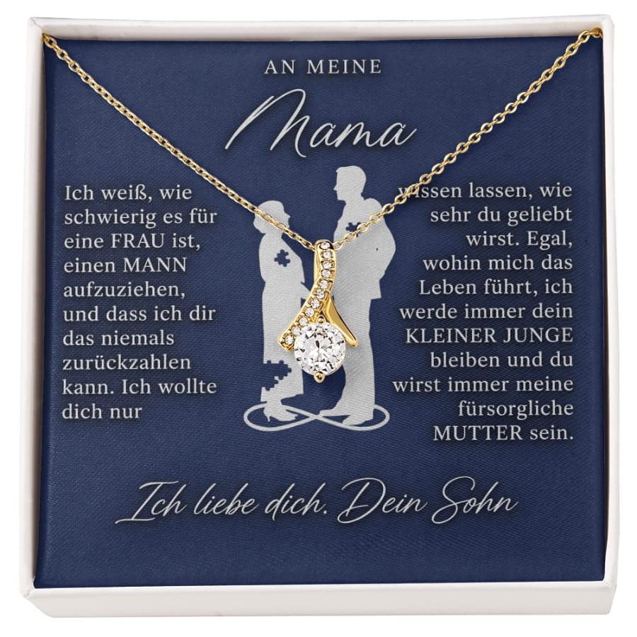 An meine Mama – Bandhalskette in 14k Weißgold / 18k Gelbgold Veredelung