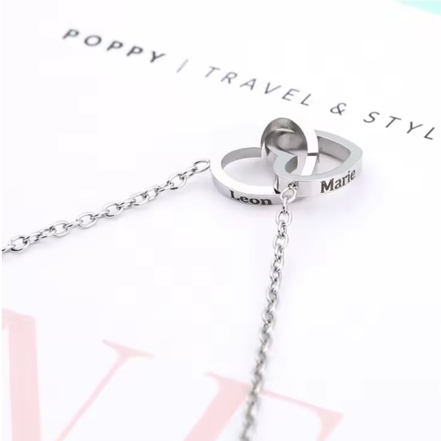 An meinen Schatz – Doppelherz Gravur in 14k Weißgold / 18k Gelbgold Veredelung