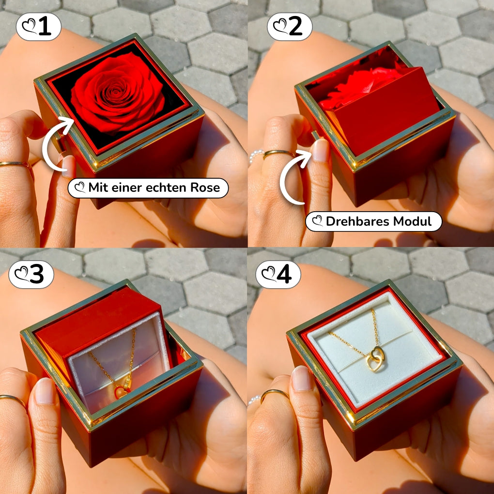 An meinen Schatz - LoveBox Deluxe – Ewige Rose mit Herzschmuck & Botschaft