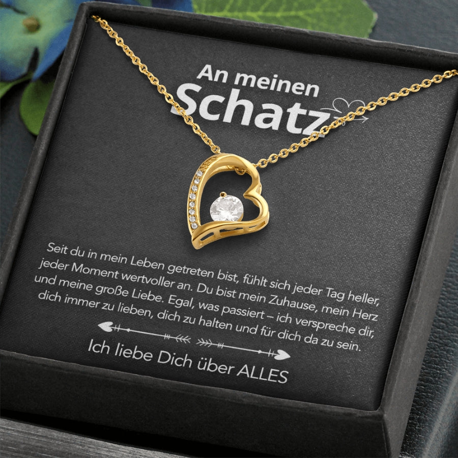 Für meinen Schatz – Herzanhänger in 14k Weißgold / 18k Gelbgold Veredelung