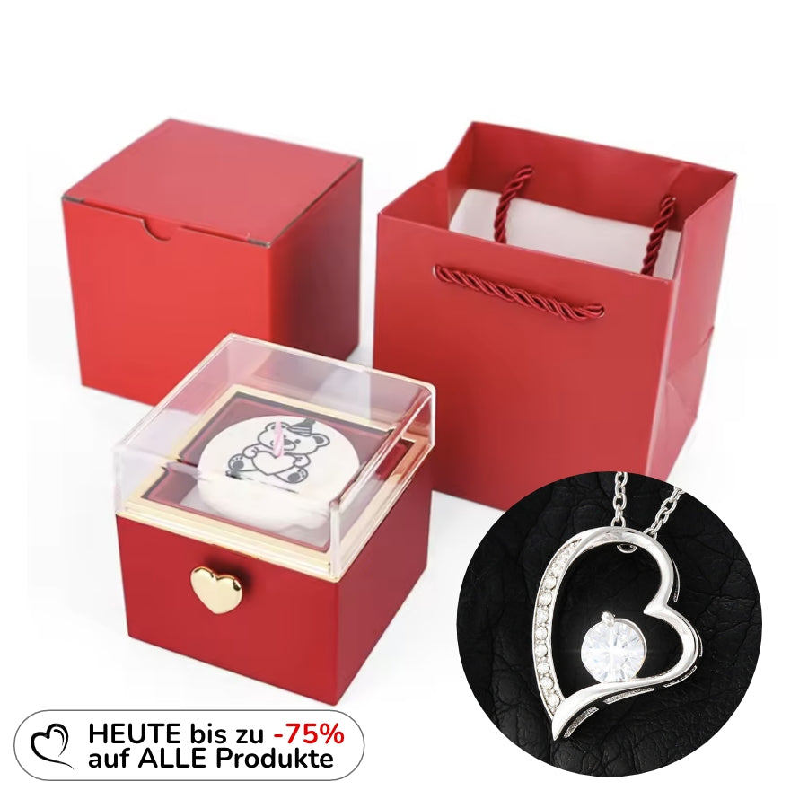 360 Grad Box mit Kerze - Zirkonia Herzhalskette