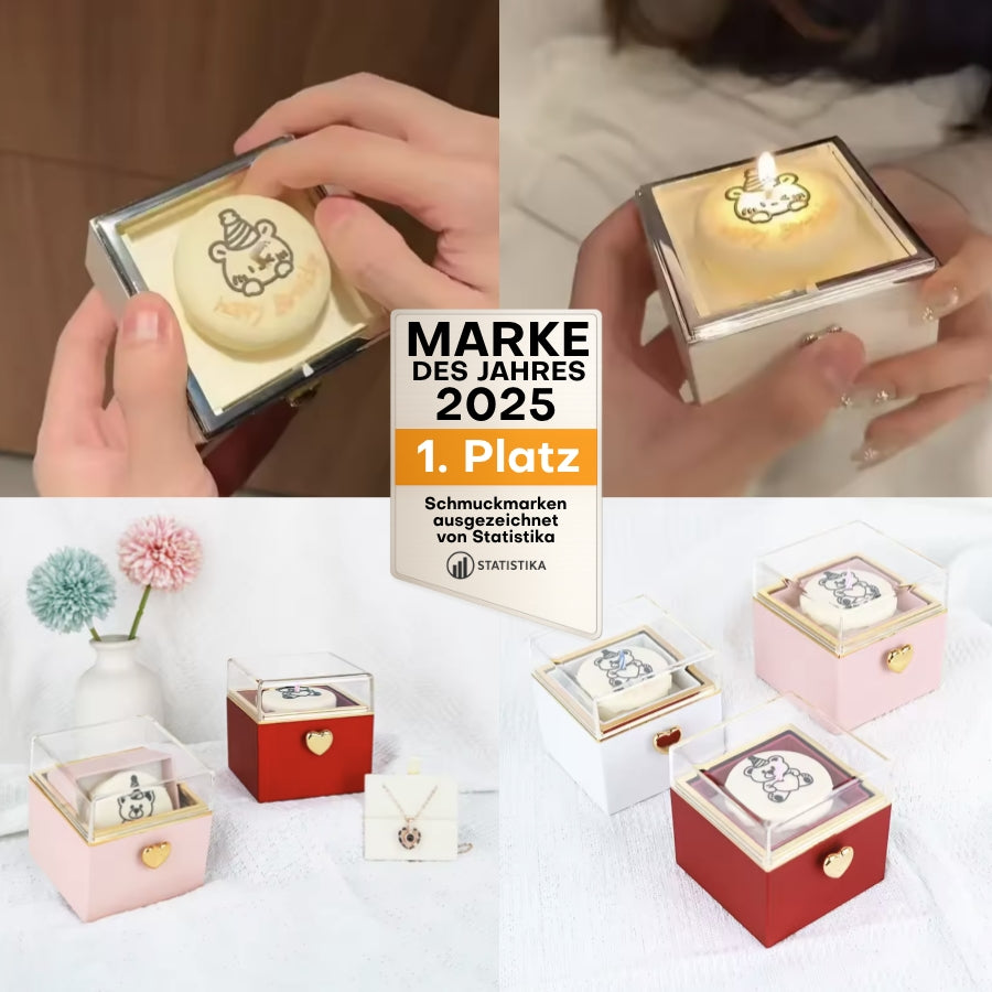 360 Grad Box mit Kerze - Zirkonia Herzhalskette