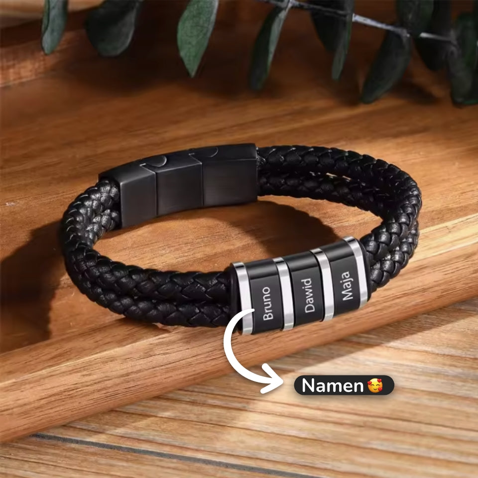 Leren armband met gegraveerde elementen