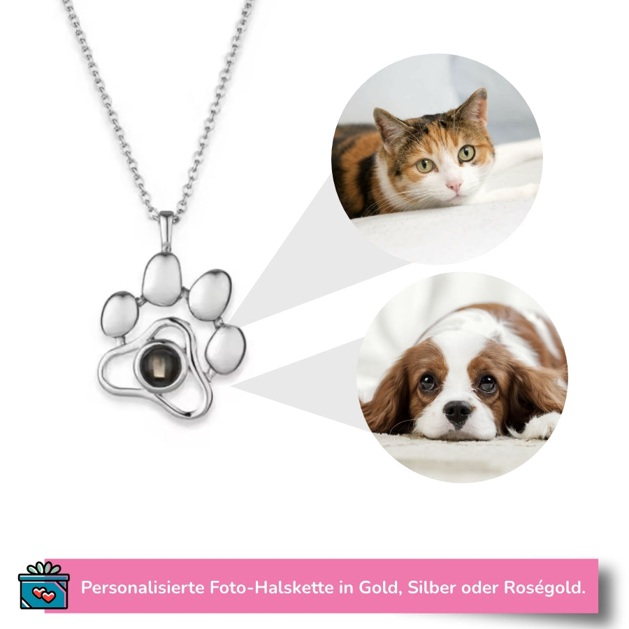 Personalisierte Pfoten-Halskette mit Foto