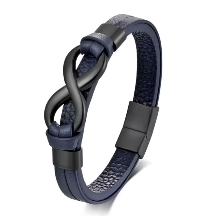 Infinity leren armband met gegraveerde elementen