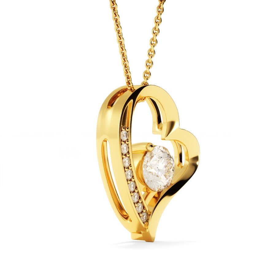 An meine Tochter – Herzanhänger in 14k Weißgold / 18k Gelbgold Veredelung