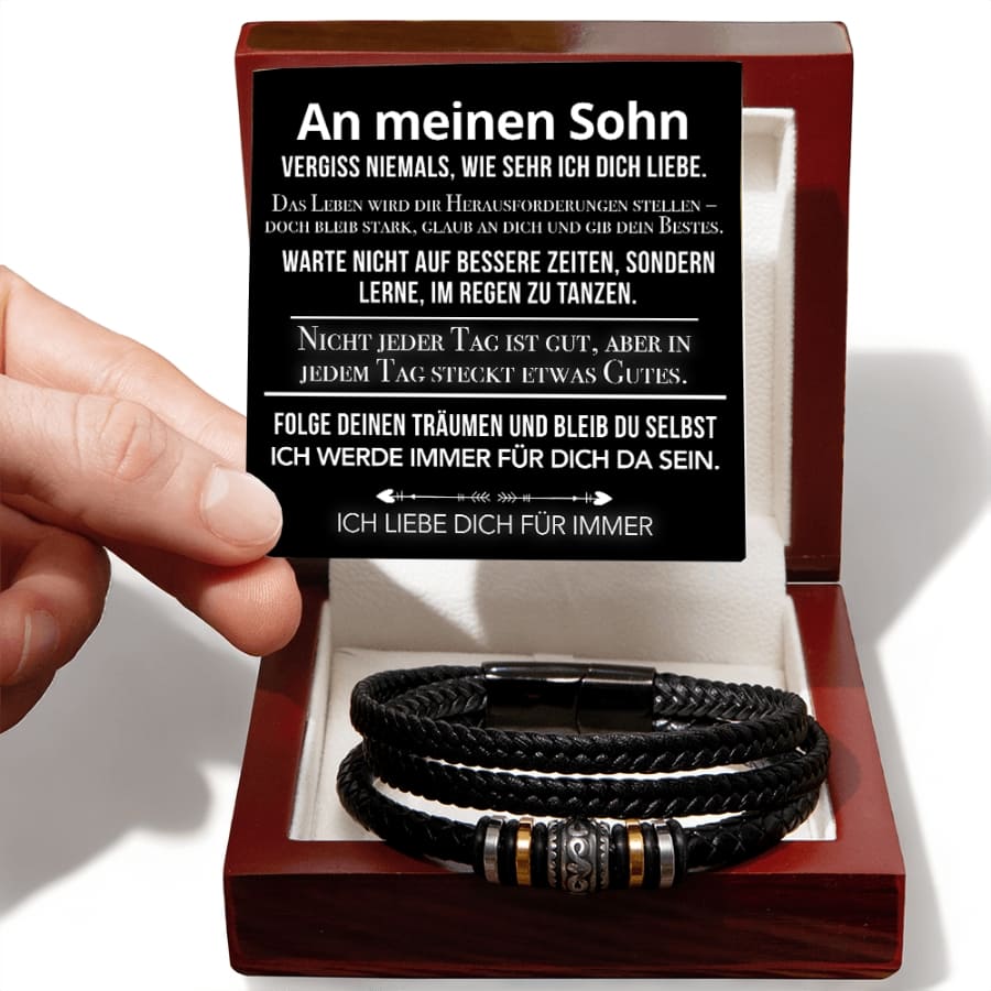 Voor mijn zoon - nooit vergeten - leren armband