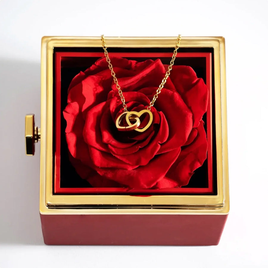 RosenHerz Gravur – Ewige Rose & Doppelherz-Gravurschmuck im Set