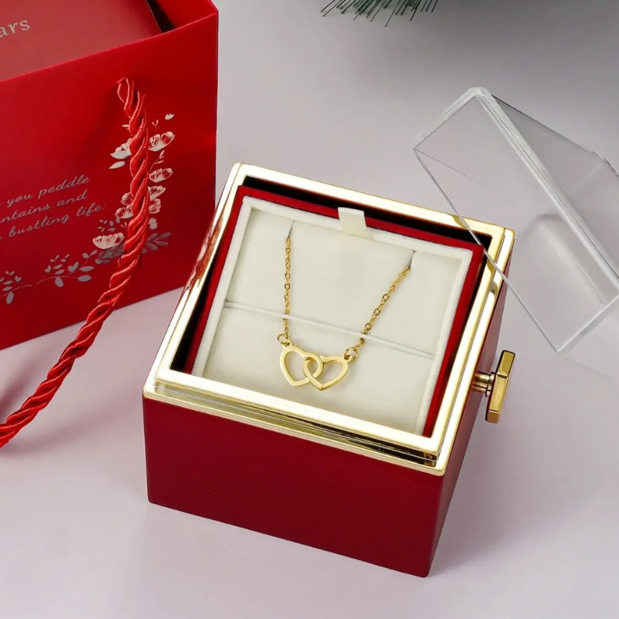 RosenHerz Gravur – Ewige Rose & Doppelherz-Gravurschmuck im Set