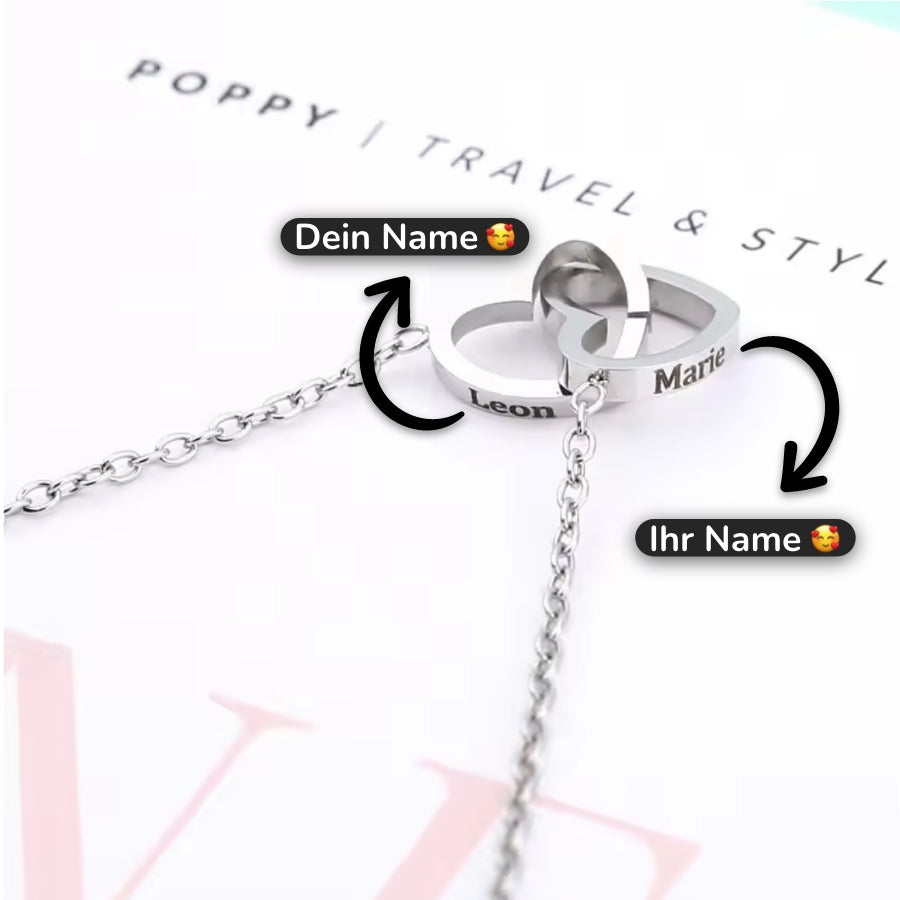 RosenHerz Gravur – Ewige Rose & Doppelherz-Gravurschmuck im Set