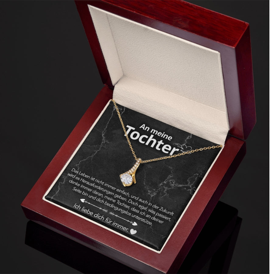 An meine Tochter – Bandhalskette in 14k Weißgold / 18k Gelbgold Veredelung