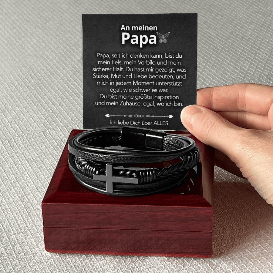 An meinen Papa - Herren Kreuz Armband mit Notiz