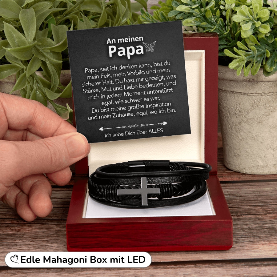 An meinen Papa - Herren Kreuz Armband mit Notiz