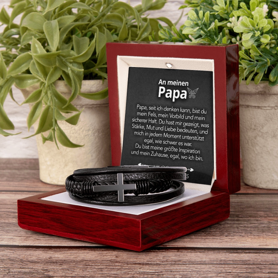 An meinen Papa - Herren Kreuz Armband mit Notiz
