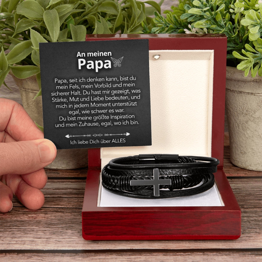 An meinen Papa - Herren Kreuz Armband mit Notiz