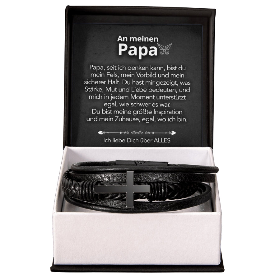 An meinen Papa - Herren Kreuz Armband mit Notiz