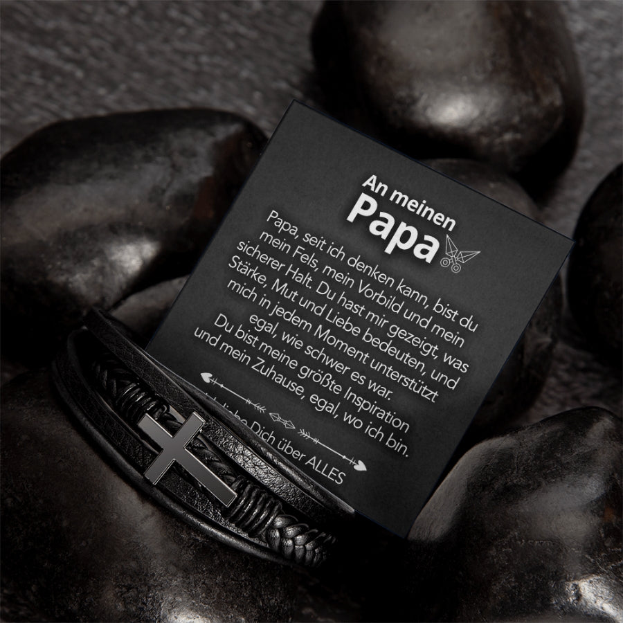 An meinen Papa - Herren Kreuz Armband mit Notiz