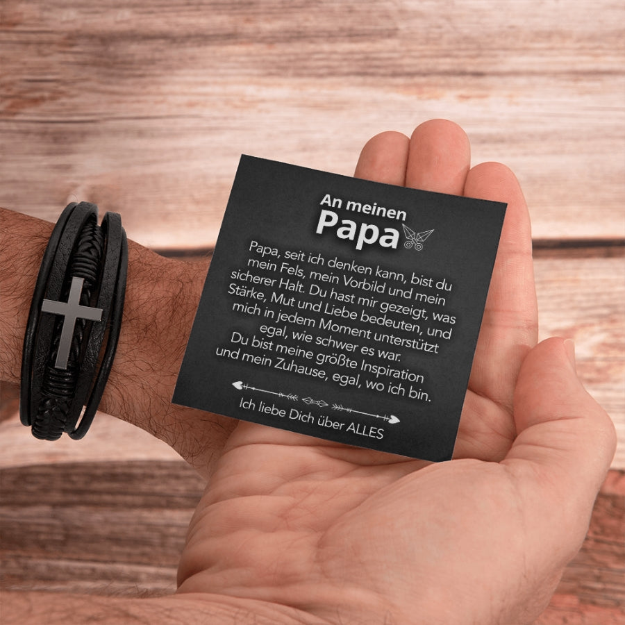 An meinen Papa - Herren Kreuz Armband mit Notiz