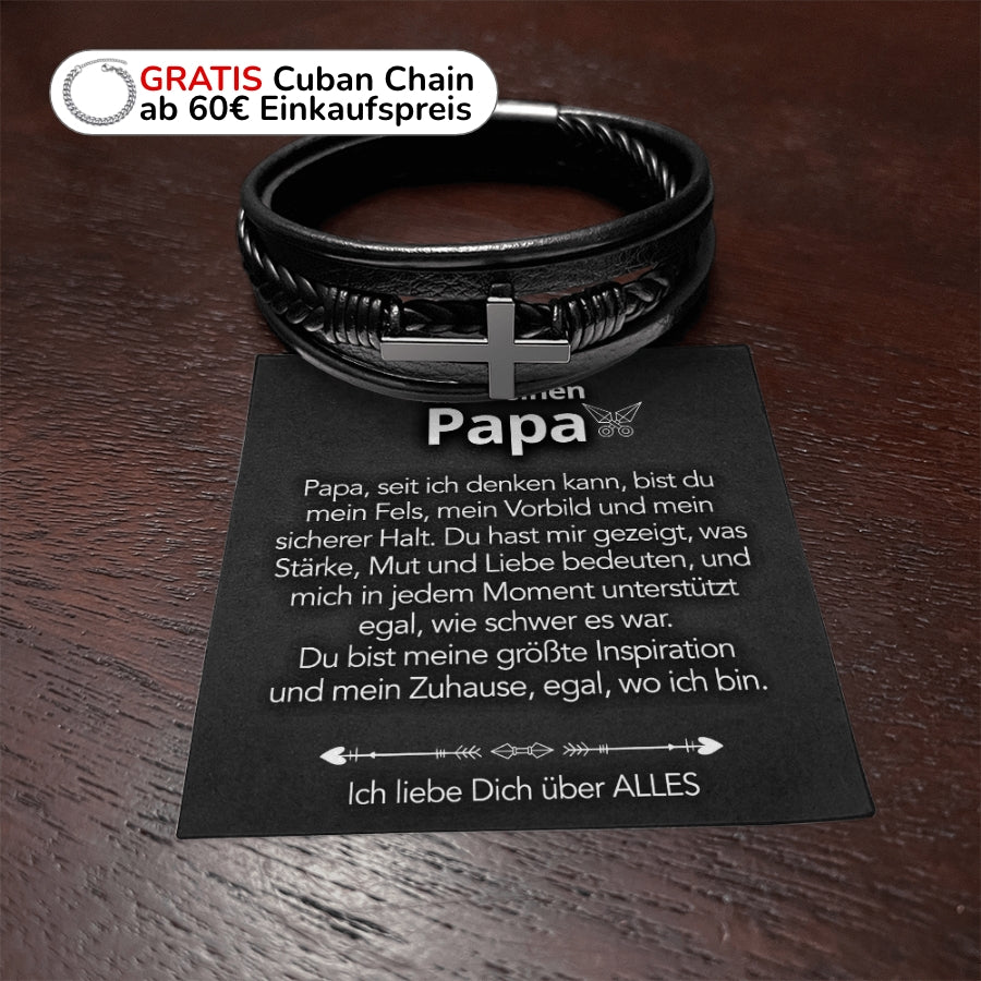 An meinen Papa - Herren Kreuz Armband mit Notiz