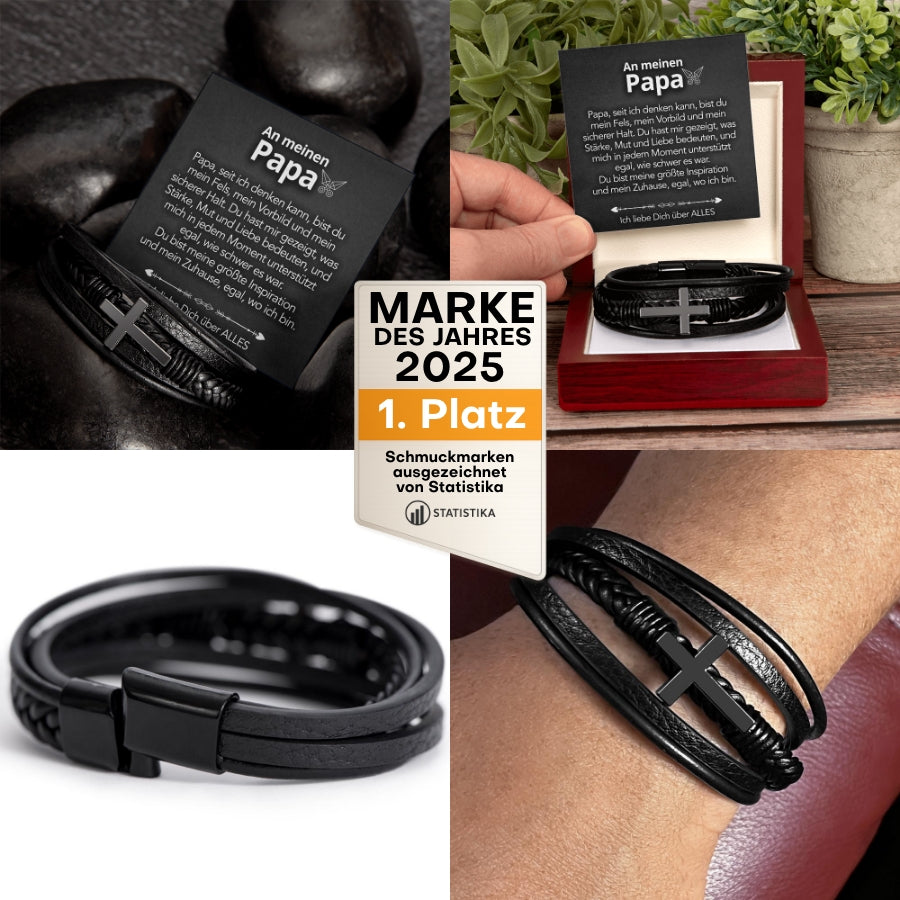 An meinen Papa - Herren Kreuz Armband mit Notiz