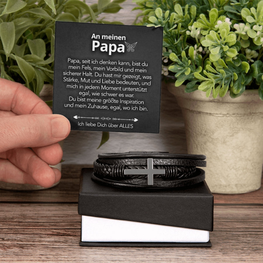 An meinen Papa - Herren Kreuz Armband mit Notiz