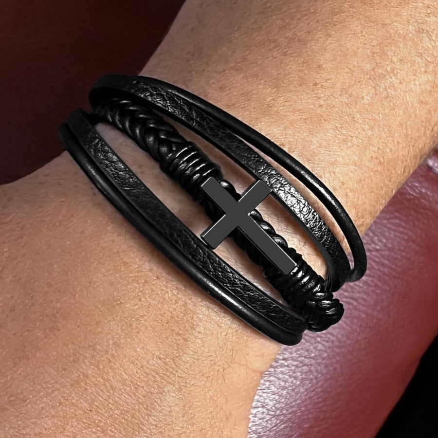 An meinen Papa - Herren Kreuz Armband mit Notiz