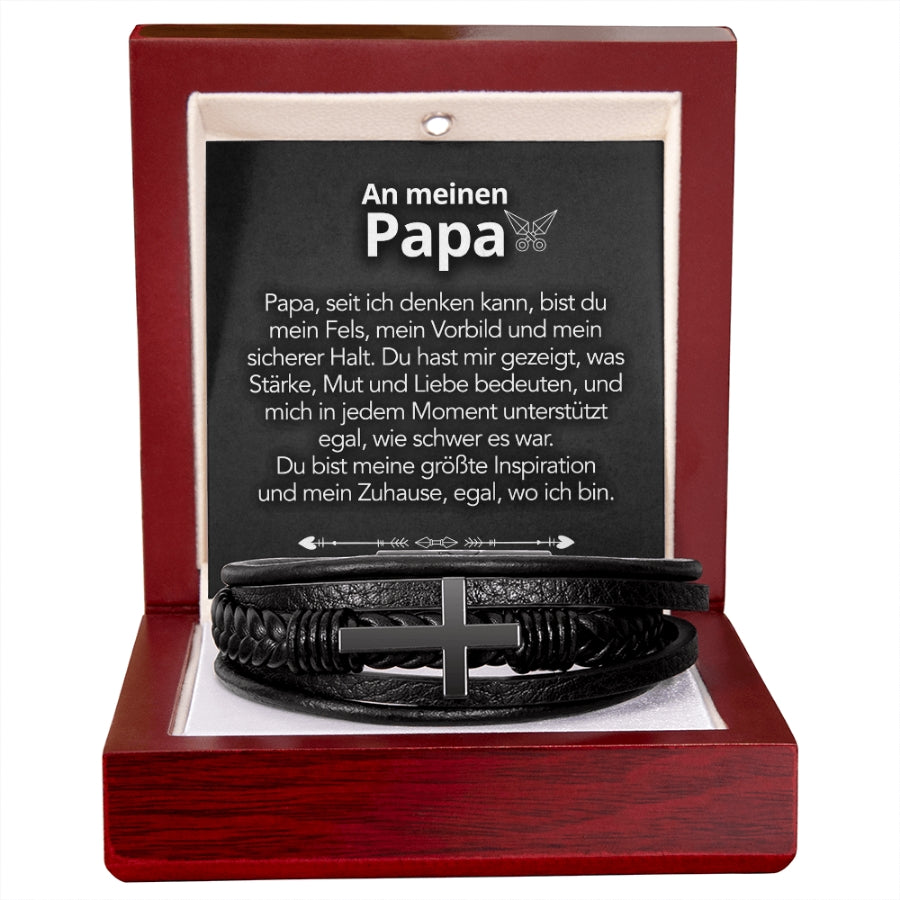 An meinen Papa - Herren Kreuz Armband mit Notiz