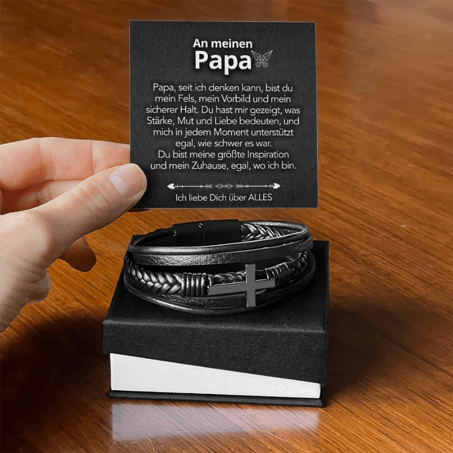 An meinen Papa - Herren Kreuz Armband mit Notiz