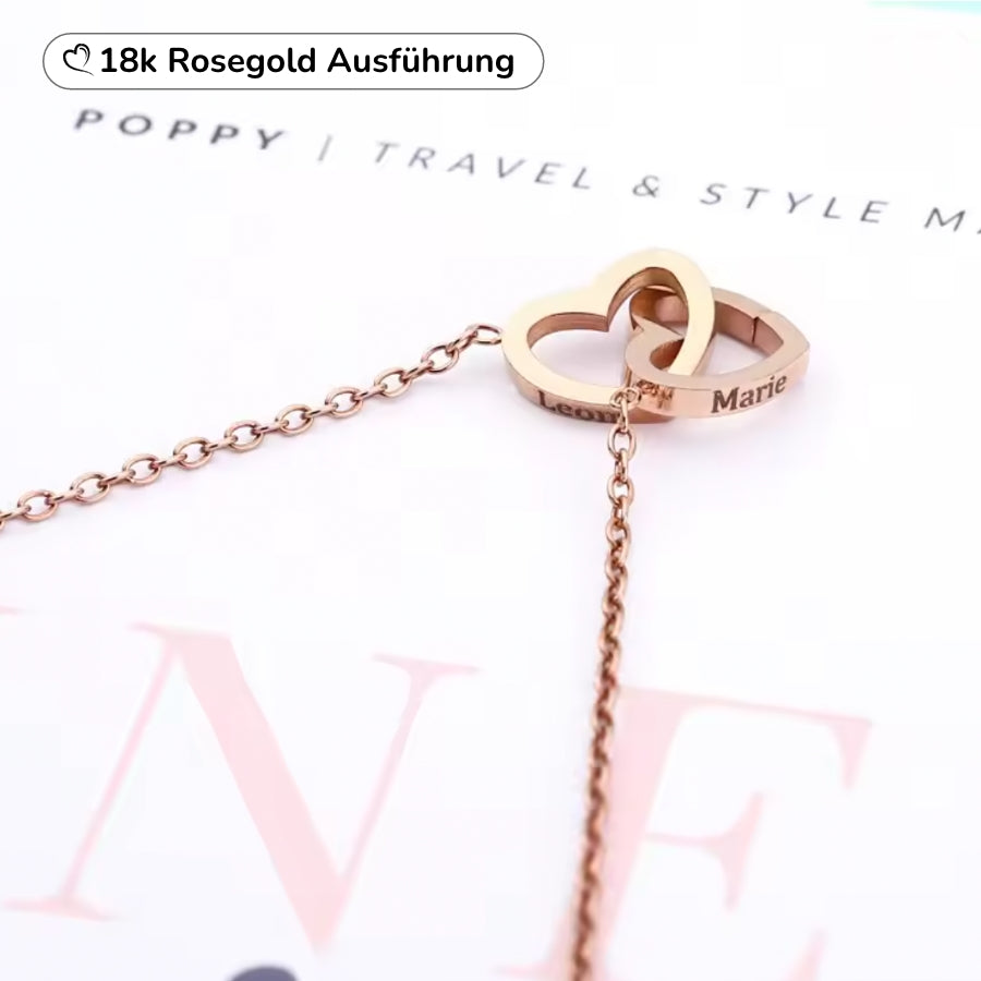 RosenHerz Gravur – Ewige Rose & Doppelherz-Gravurschmuck im Set