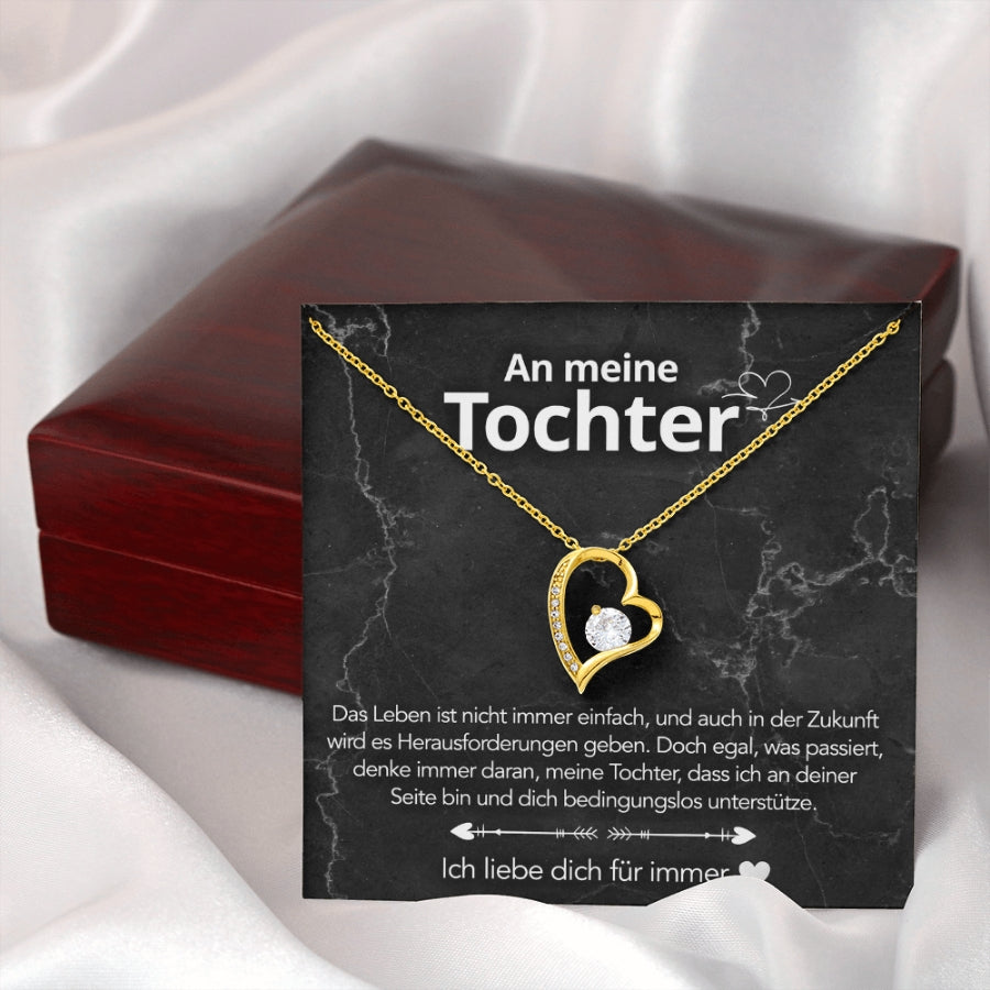 An meine Tochter – Herzanhänger in 14k Weißgold / 18k Gelbgold Veredelung