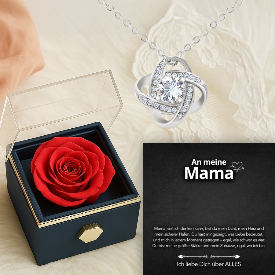 An meine Mama - Ewige Rose mit Knoten-Halskette & liebevoller Karte