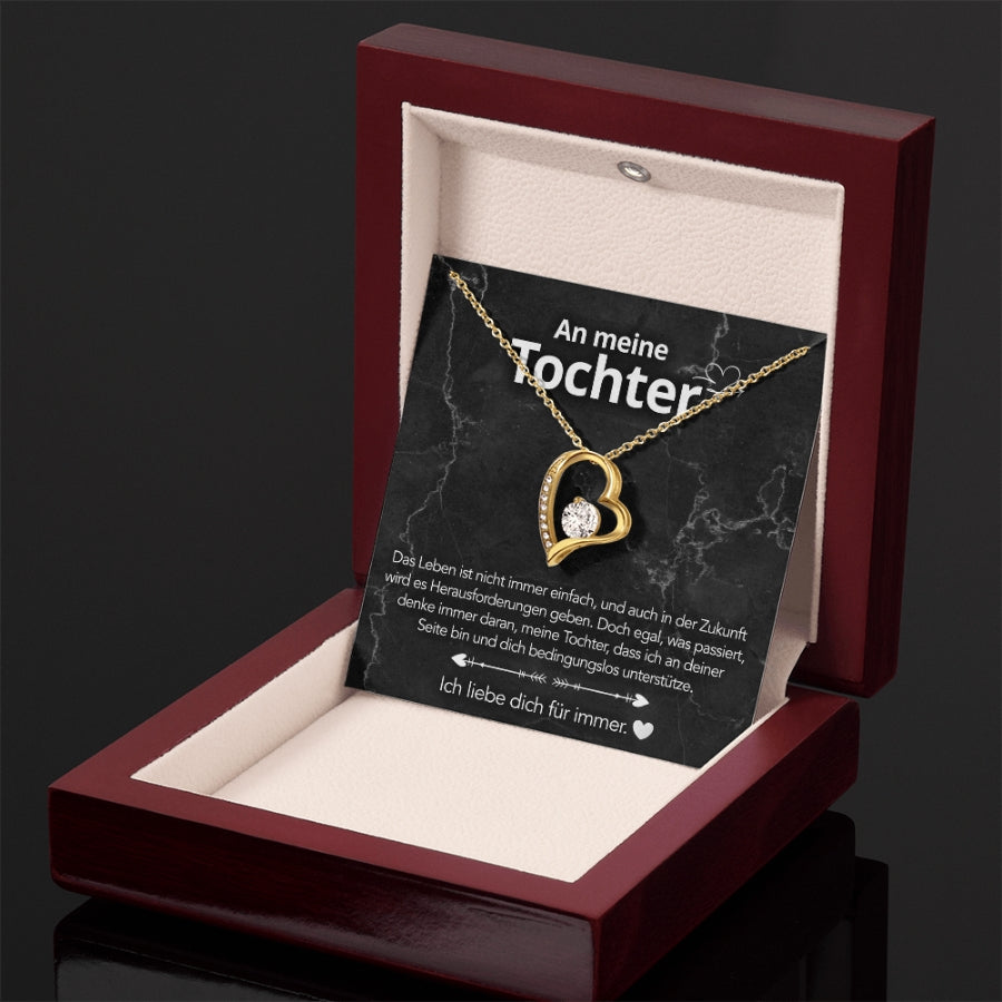 An meine Tochter – Herzanhänger in 14k Weißgold / 18k Gelbgold Veredelung