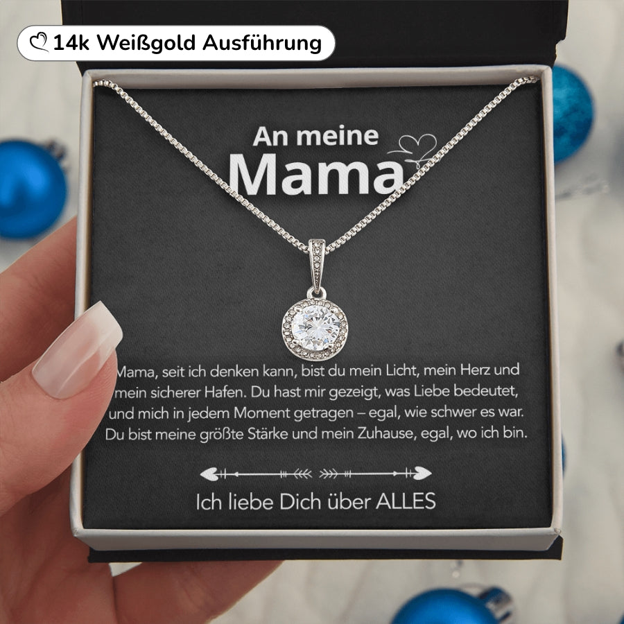 An meine Mama – Halskette in 14k Weißgold Veredelung