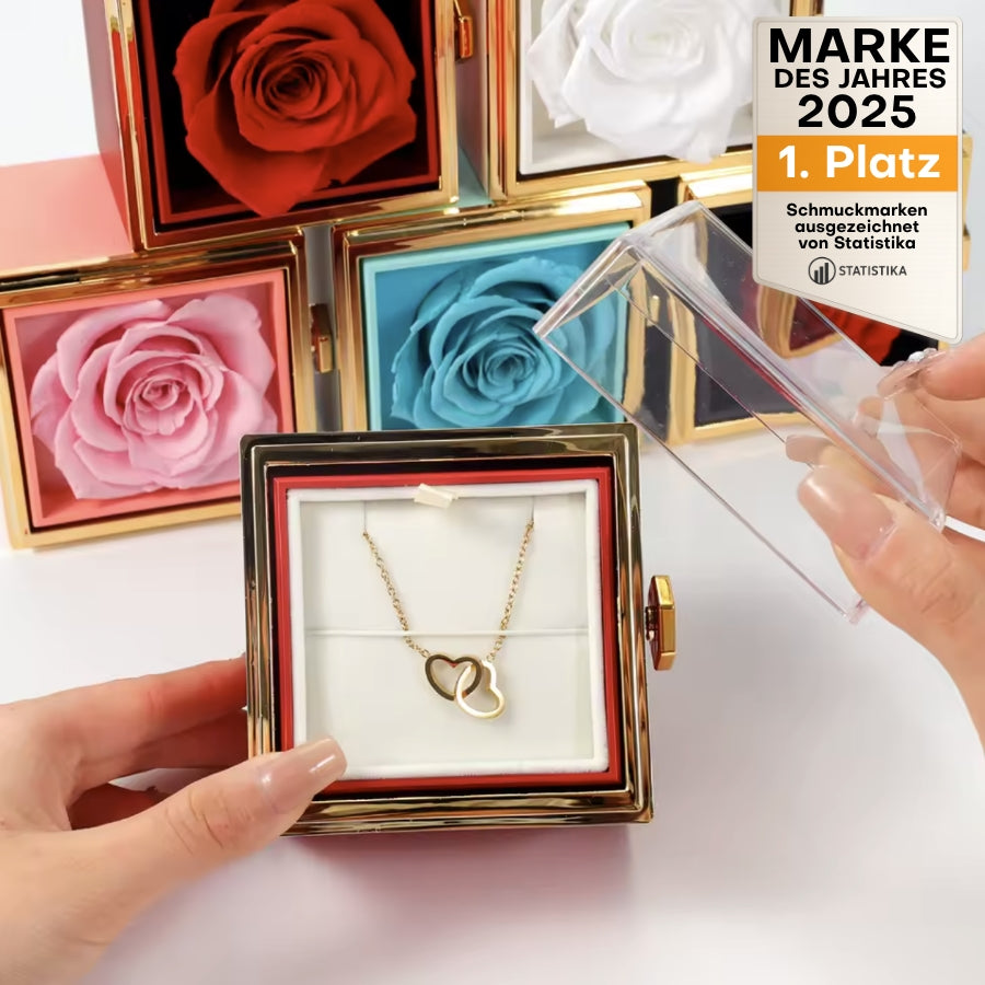 RosenHerz Gravur – Ewige Rose & Doppelherz-Gravurschmuck im Set