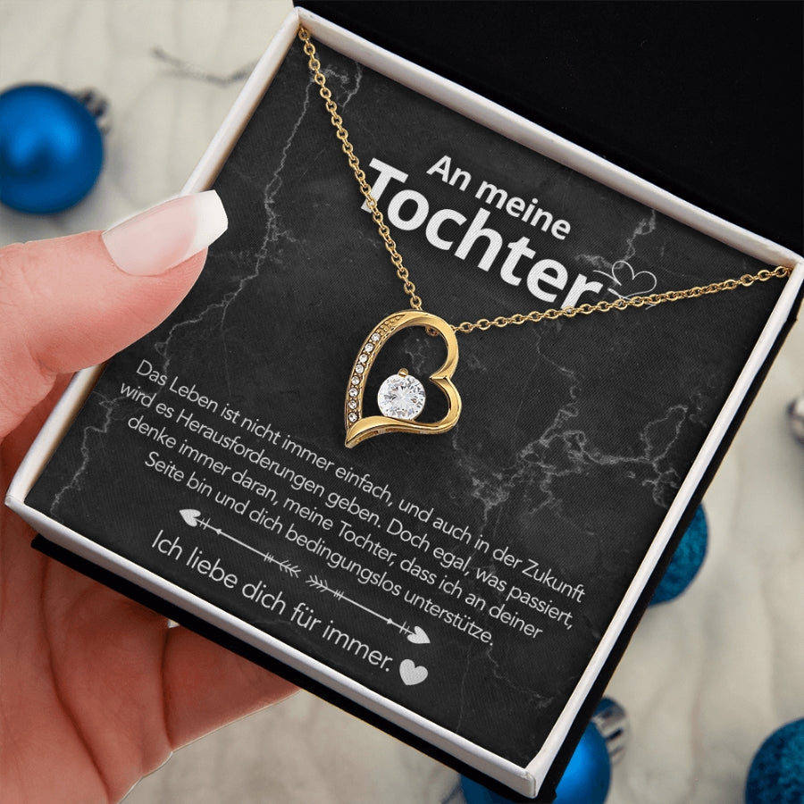 An meine Tochter – Herzanhänger in 14k Weißgold / 18k Gelbgold Veredelung