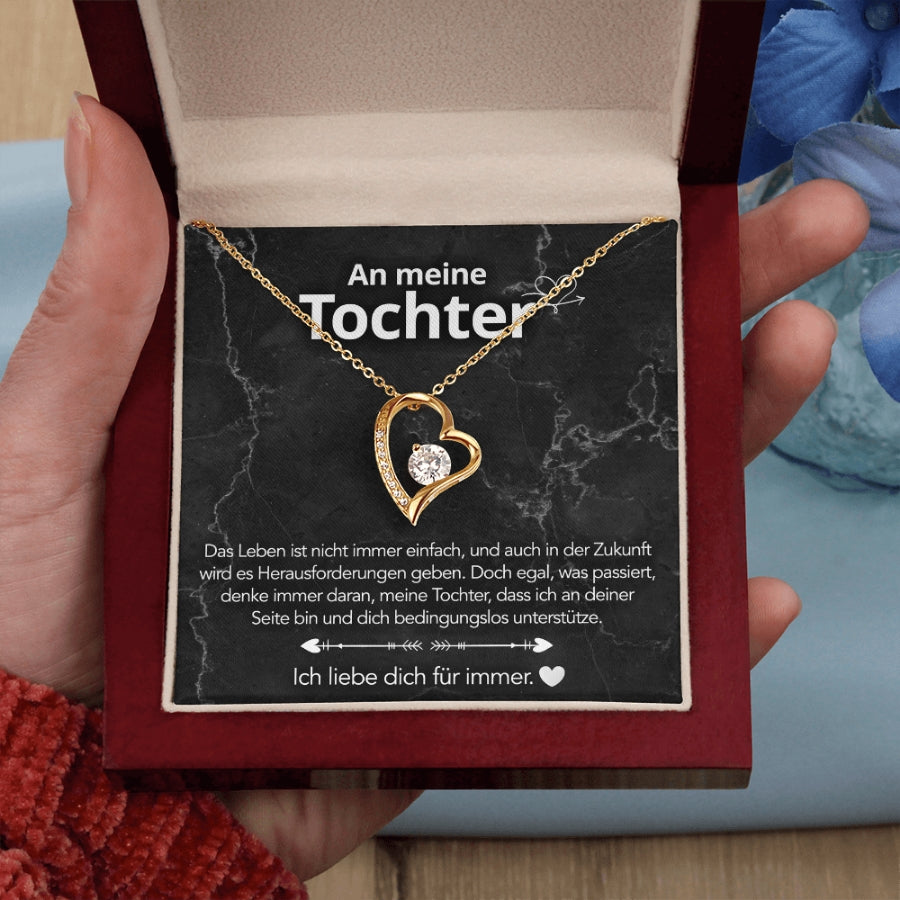 An meine Tochter – Herzanhänger in 14k Weißgold / 18k Gelbgold Veredelung