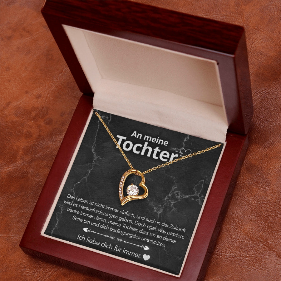 An meine Tochter – Herzanhänger in 14k Weißgold / 18k Gelbgold Veredelung