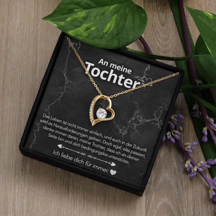 An meine Tochter – Herzanhänger in 14k Weißgold / 18k Gelbgold Veredelung